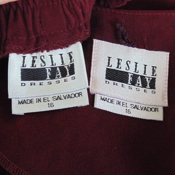 new LESLIE FAY Skirt Suit, 14/16, 2 piece, Jacket & Skirt, Burgundy, washable - Picture 14 of 16